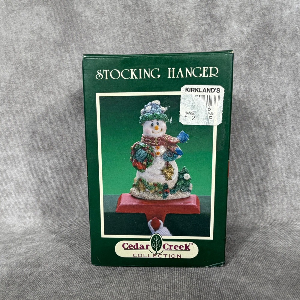 Vtg Cedar Creek Collection Snowman Stocking Hanger Kirklands Christmas Decor NOS